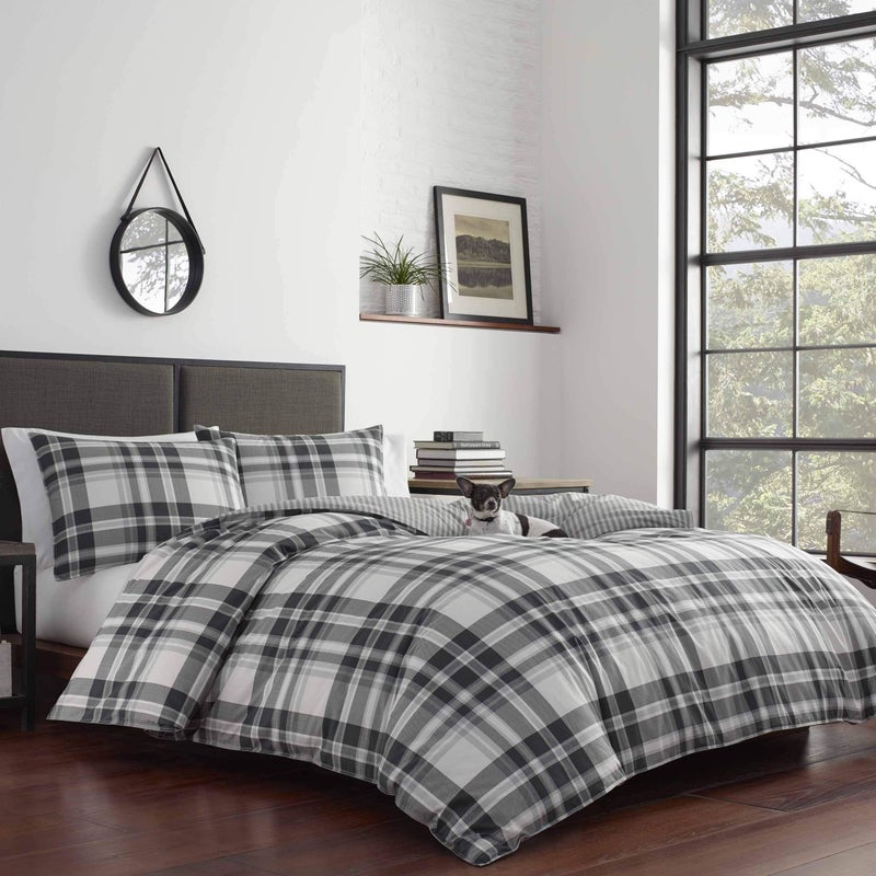 Eddie Bauer - Queen Comforter Set, Cotton Reversible Bedding with Matching Shams, Plaid Home Decor for All Seasons (Coal Creek Grey, Queen) - Image 3